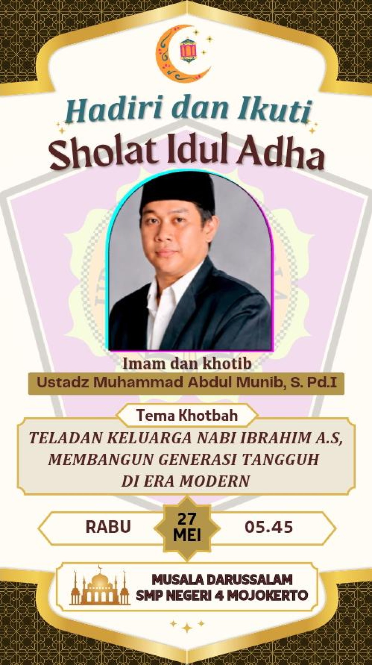 Khatib dan Imam Sholat Idul Adha di SMPN 4 Tahun 2026