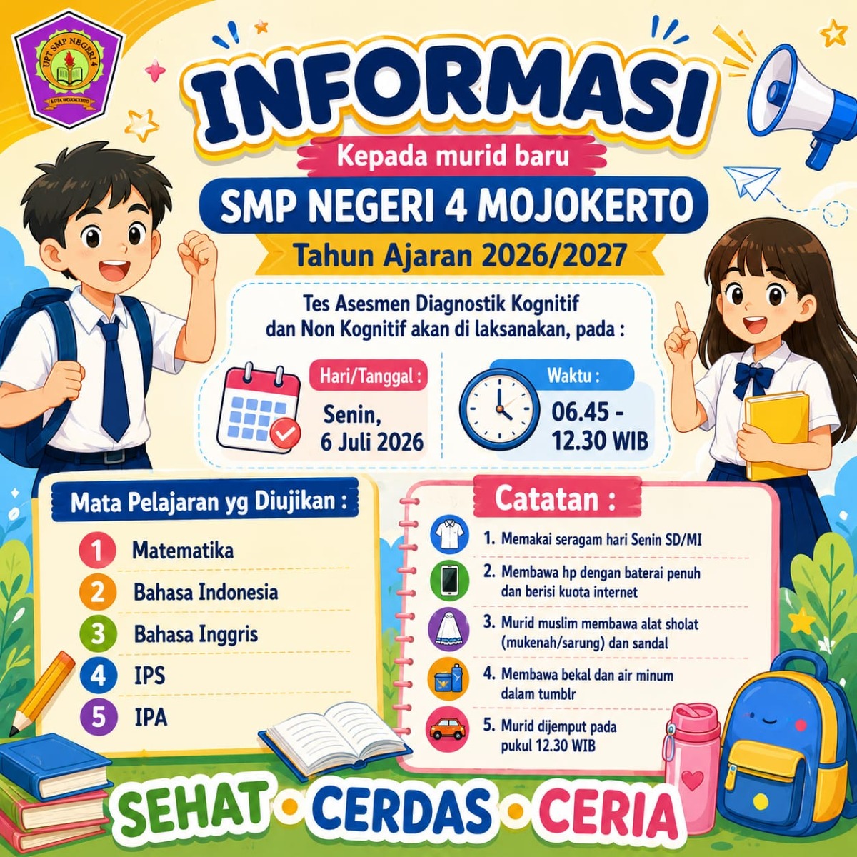 Informasi Untuk Murid Baru Tahun Pelajaran 2026/ 2027