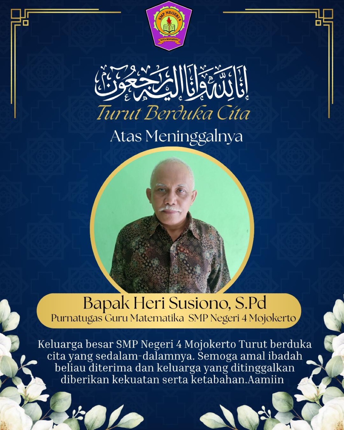 Turut Berduka Cita  Meninggalnya Bapak Heri Susiono, S.Pd